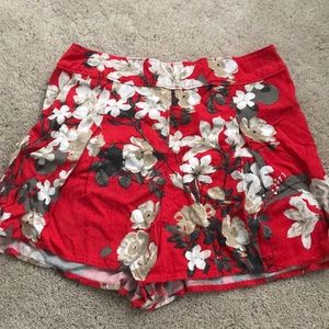 Abercrombie & Fitch red flower print shorts